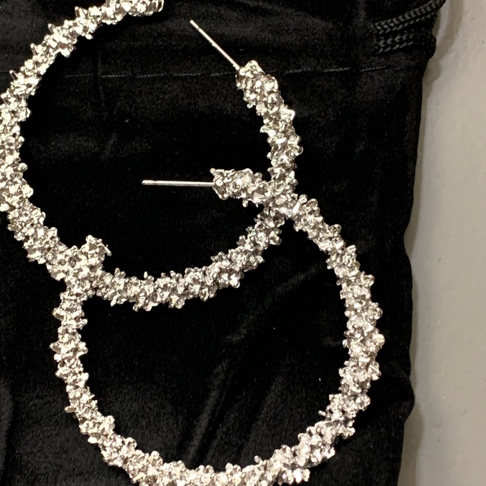 Hoops in Shiny Silver Jagged Metal